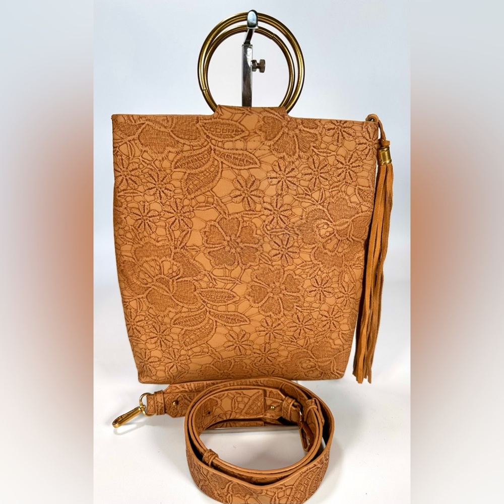 Anthropologie  Elegant  Floral Embossed Tote Bag - Picture 3 of 12